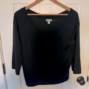 Anthropologie Hoss Merino Wool Black Top Size XS